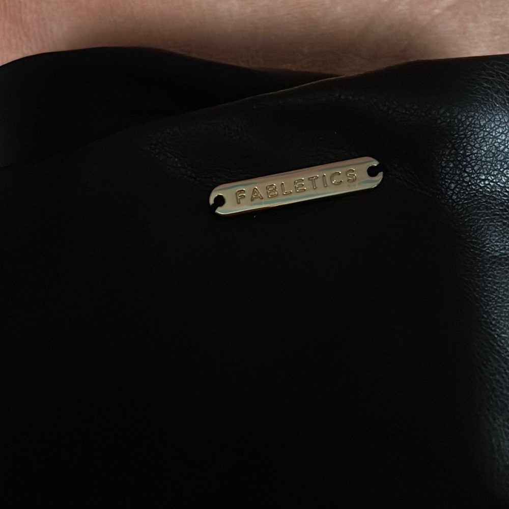 Black fabletics vegan leather leggings